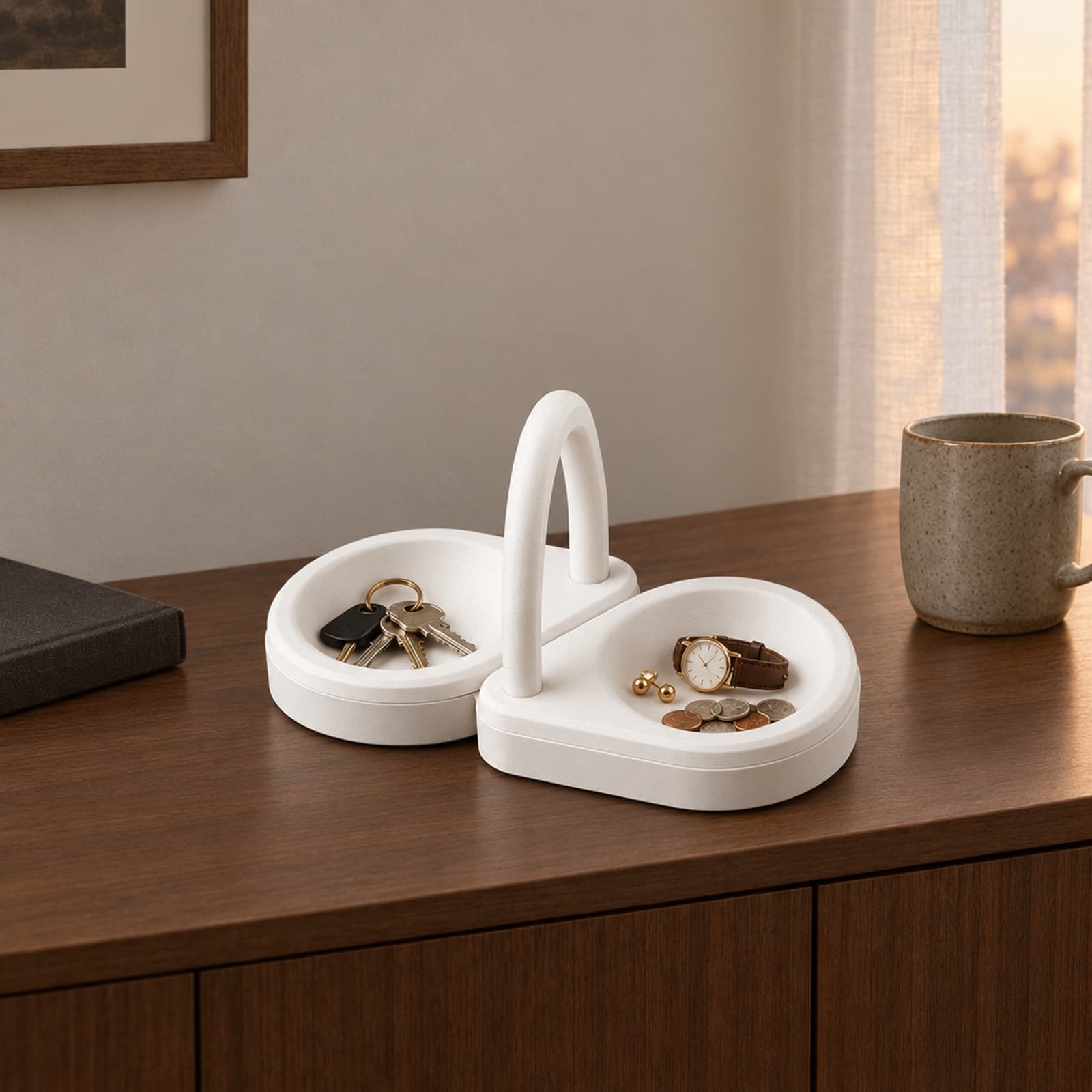 Lacrima – Organizer-Set aus zwei tropfenförmigen Schalen mit Bügel aus dem 3D-Druck 2