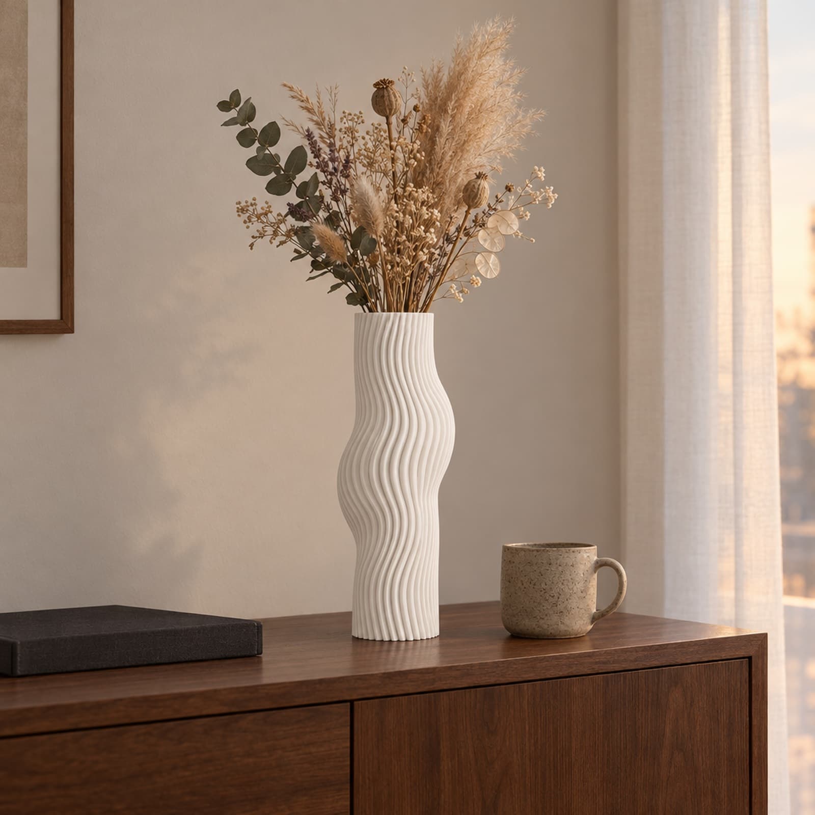 Ritmo – Vase mit geschwungenem Umriss und fließenden Rippen aus dem 3D-Druck 2
