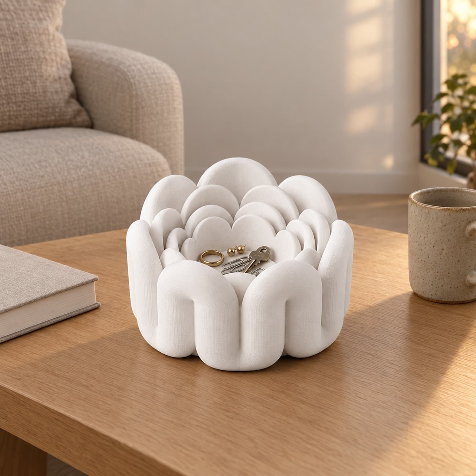 Corolla – Set aus vier ineinander gestellten Schalen mit Wellenrand aus dem 3D-Druck 2