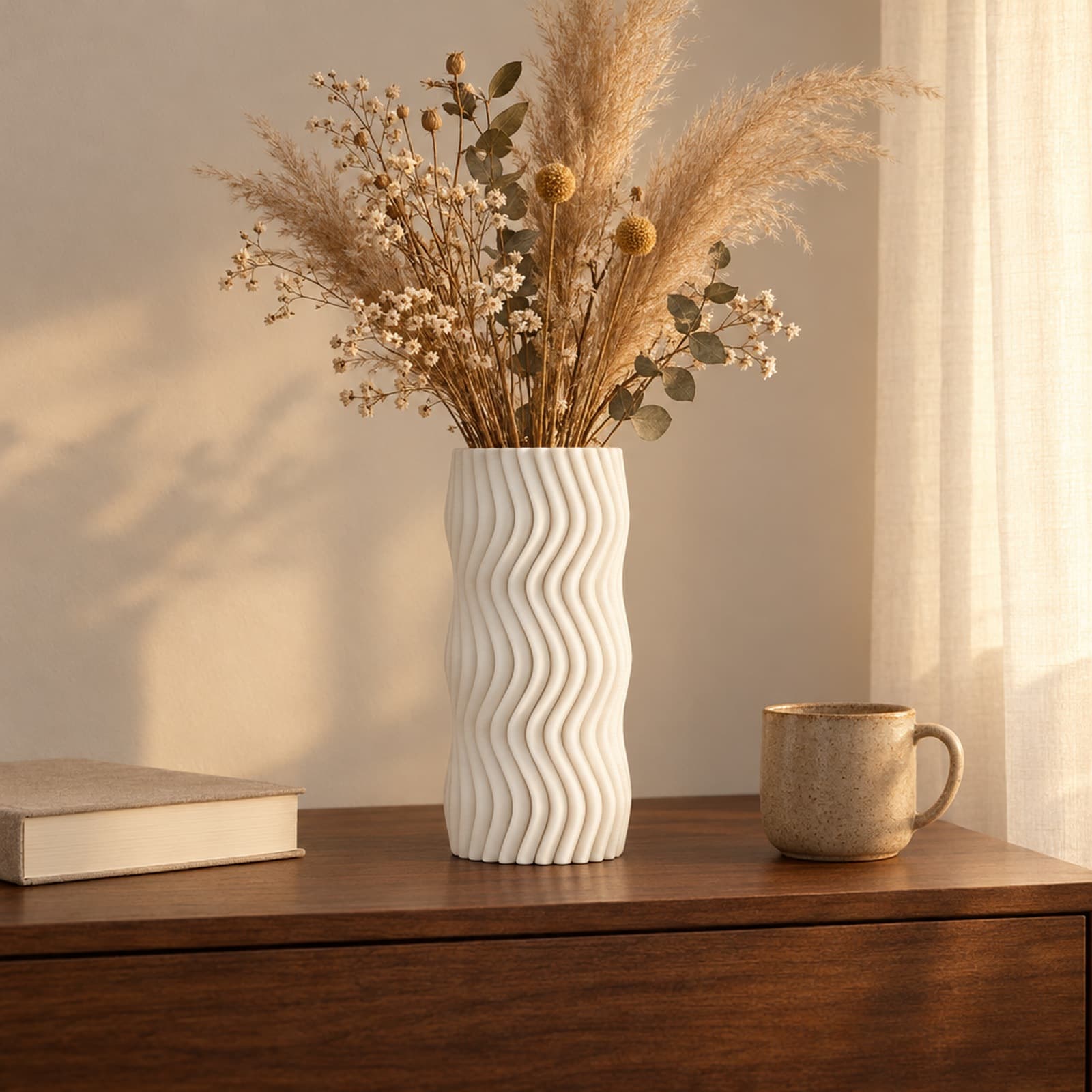 Saetta – Vase mit wellenförmig verlaufenden senkrechten Rippen aus dem 3D-Druck 2