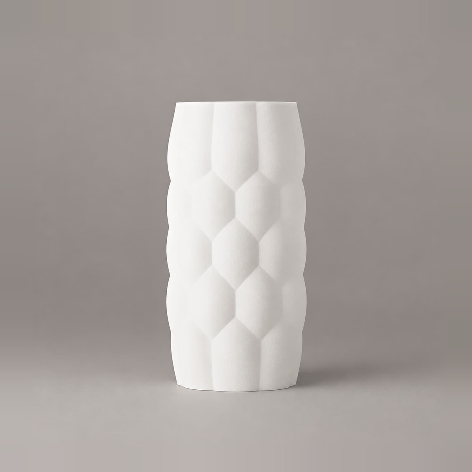 Trapunta – Vase mit gepolsterter Oberfläche aus gerundeten Sechseck-Kissen aus dem 3D-Druck