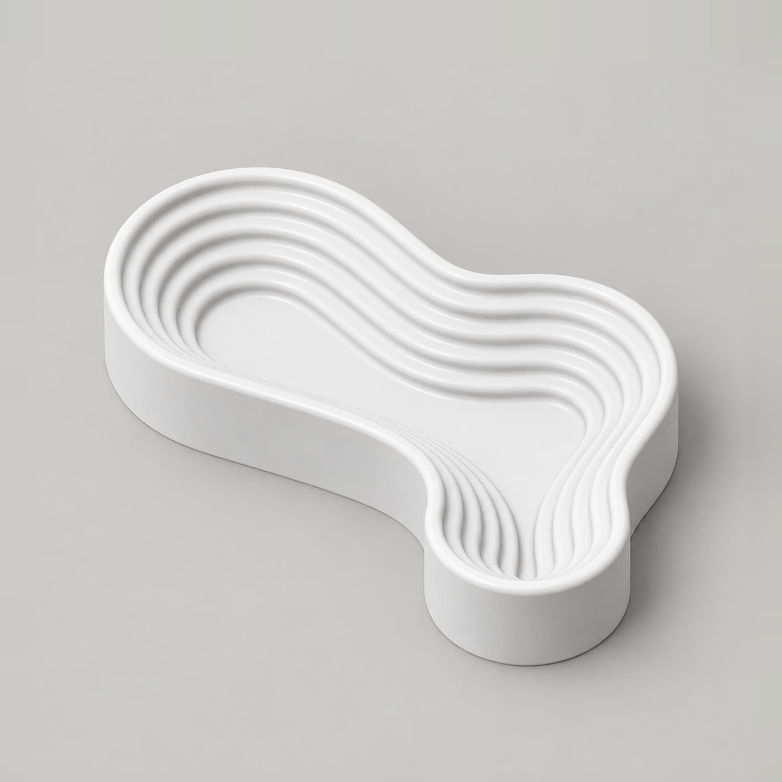 Laguna – geschwungene Ablageschale mit Wellenrillen aus dem 3D-Druck