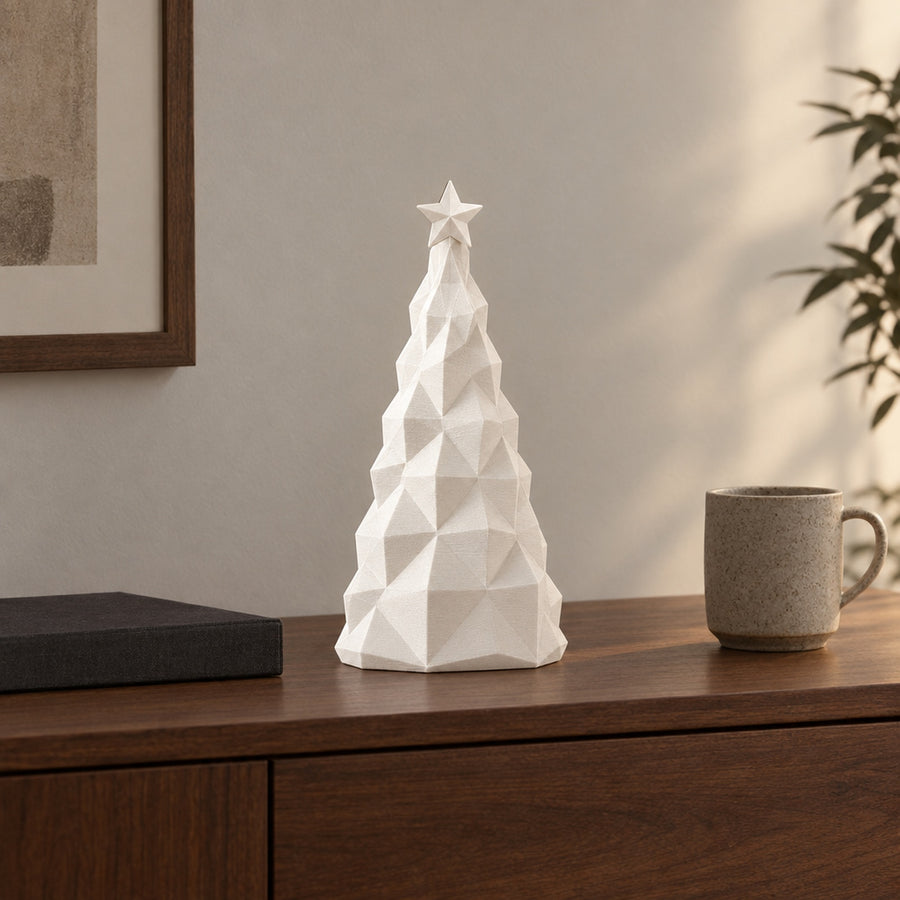 Abete – stilisierter Tannenbaum mit facettierten Zweigen aus dem 3D-Druck