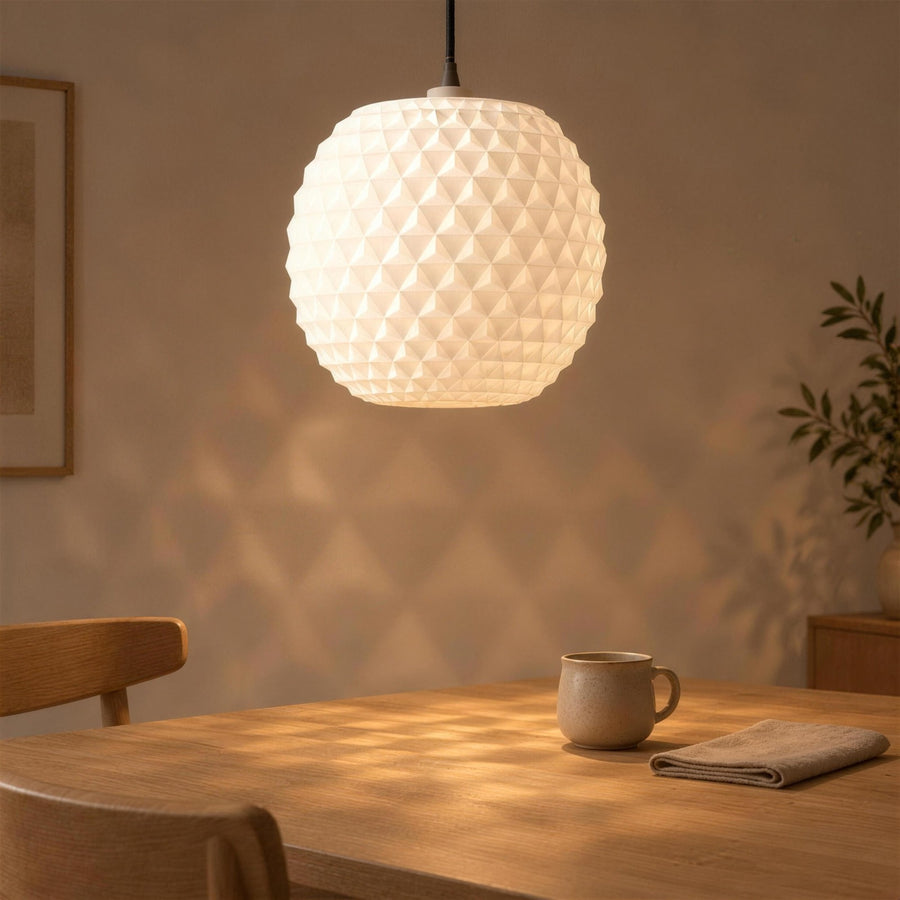 Cresta – Lampenschirm für Pendelleuchte E27 in Kugelform mit Rautenrelief