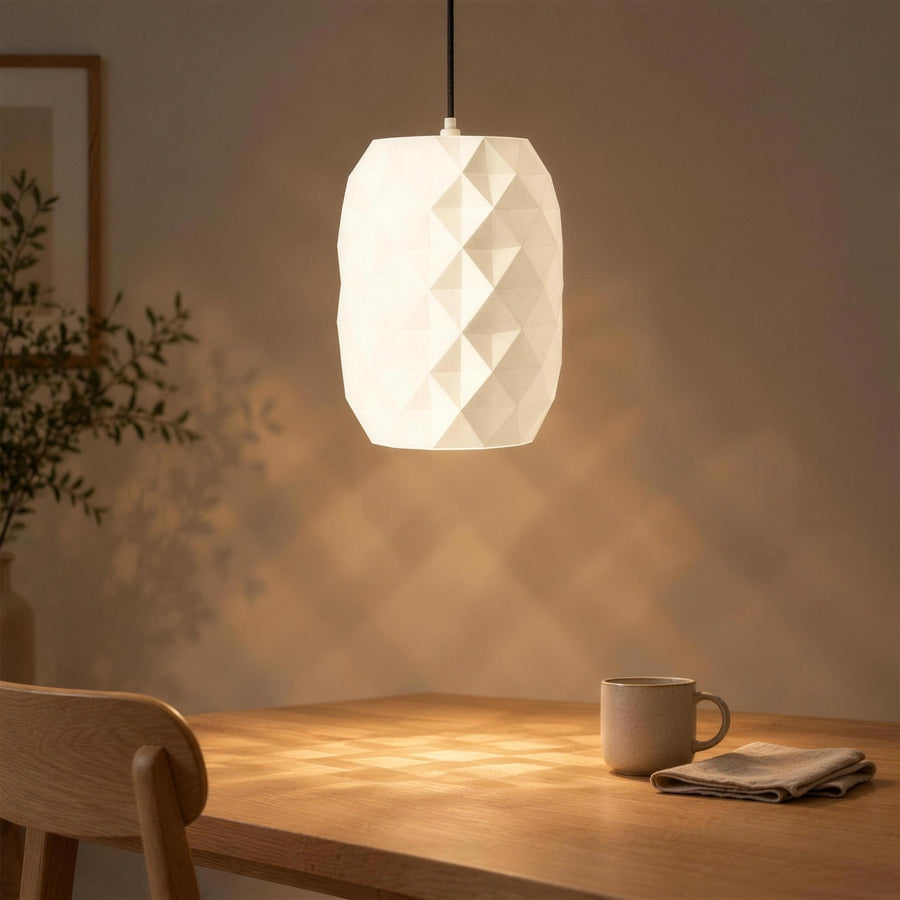 Rombo – Lampenschirm für Pendelleuchte E27 mit großem Rautenrelief aus dem 3D-Druck