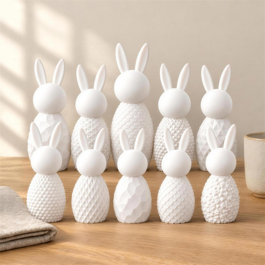 Lepre – Set aus dekorativen Hasen mit verschiedenen Mustern aus dem 3D-Druck