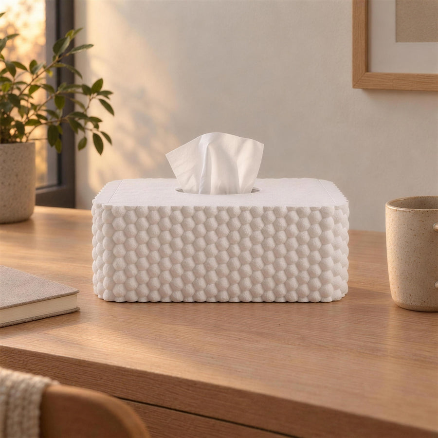 Soffio – Taschentuchbox-Hülle mit Blasenstruktur aus dem 3D-Druck