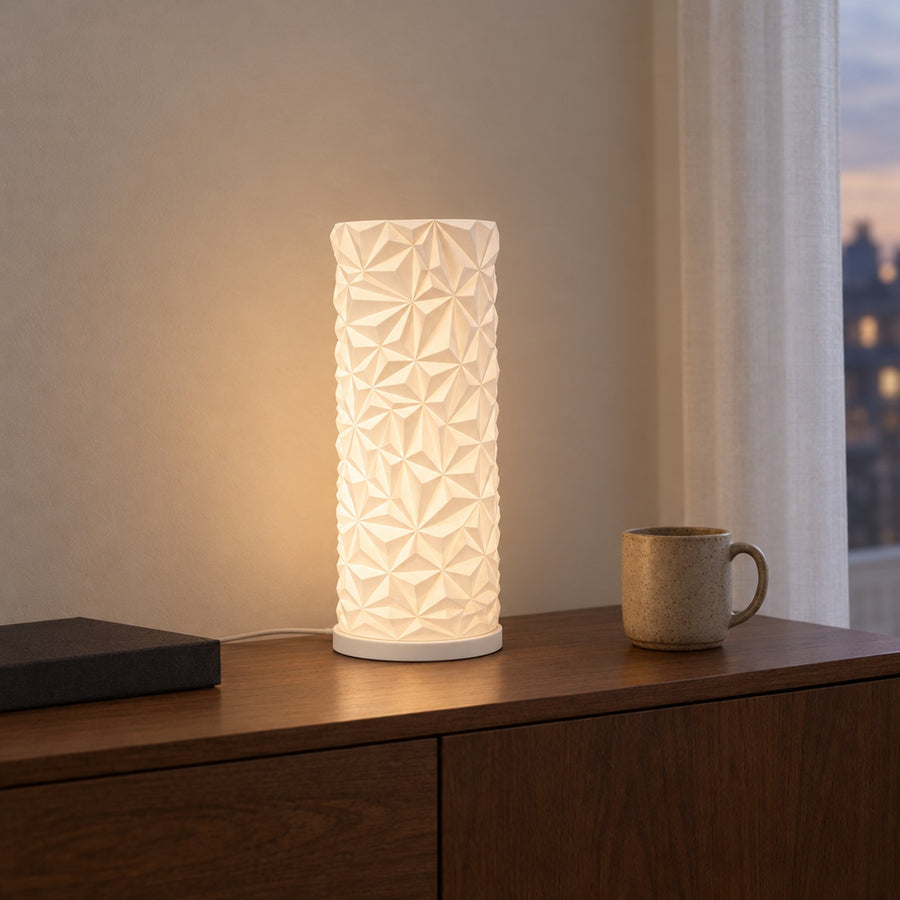Cristallo – Tischlampe LED USB mit Kristallfacetten und rundem Schirm