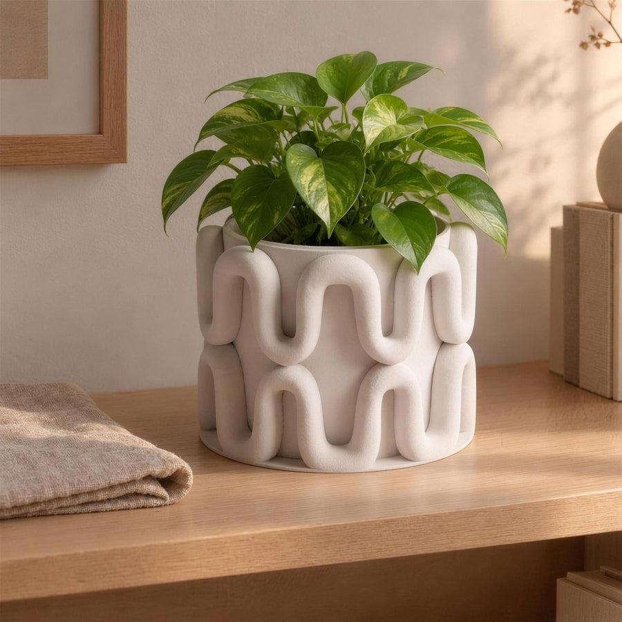 Fiora – Übertopf mit Wellenmuster aus dem 3D-Druck