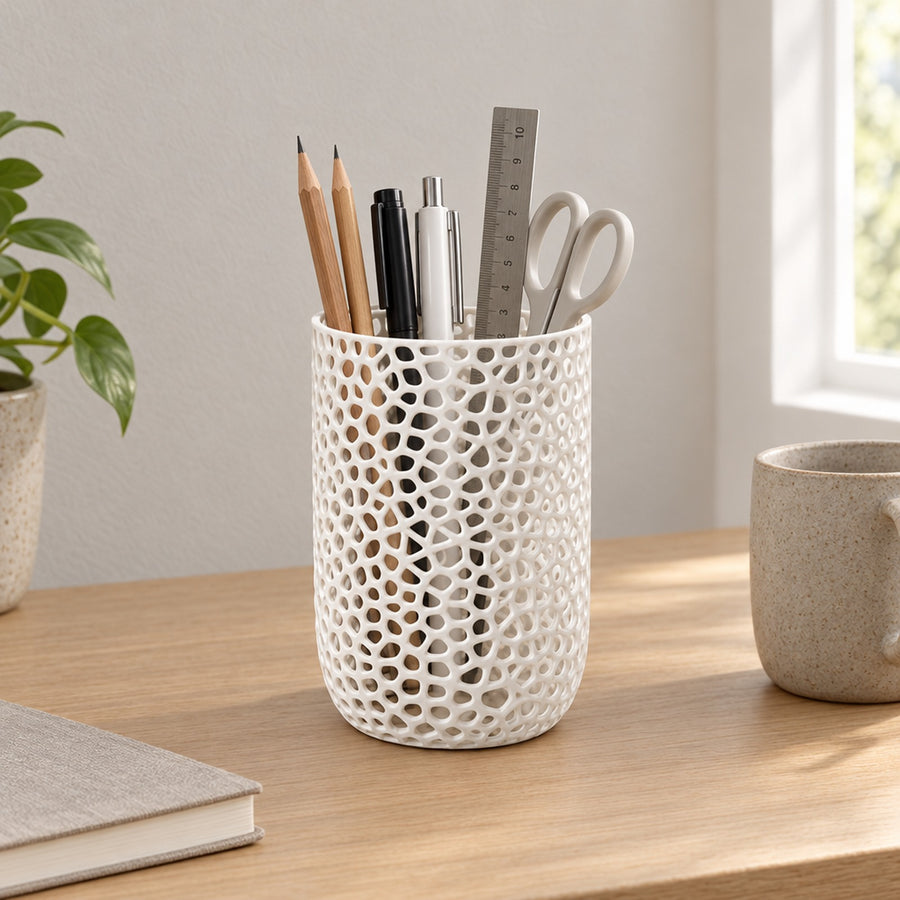 Tazza – zylindrischer Behälter mit offener Zellstruktur aus dem 3D-Druck