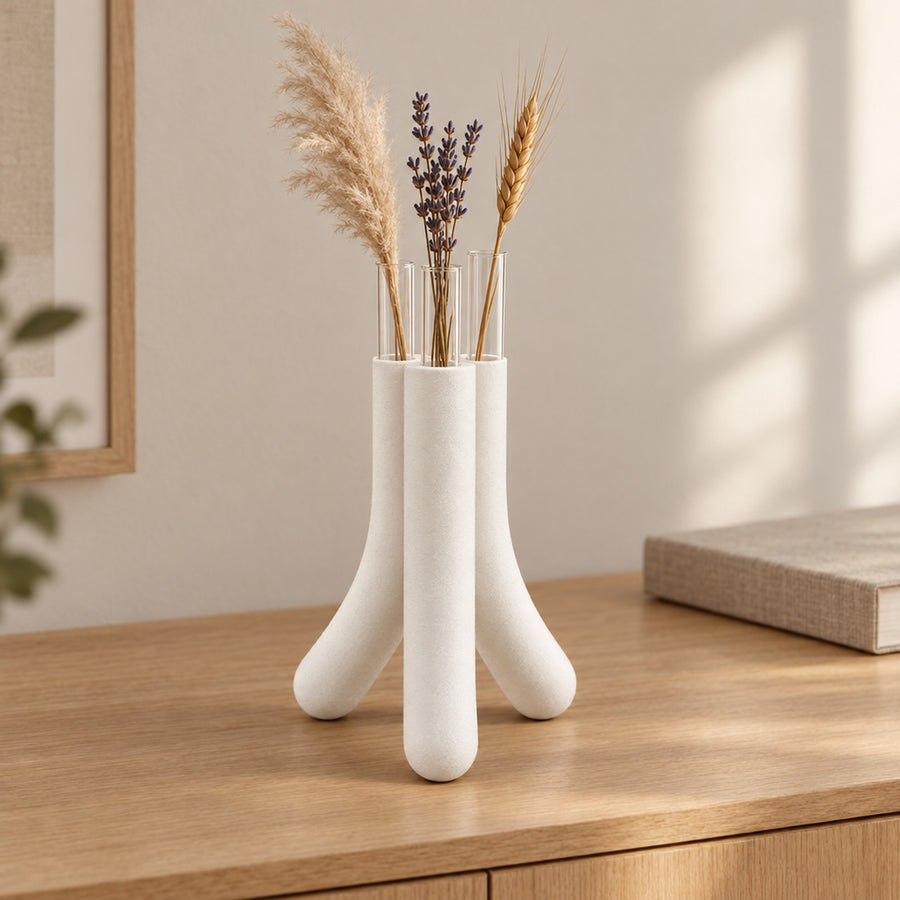 Ramo – Dreifach-Halter mit drei Röhren auf Dreibein-Fuß aus dem 3D-Druck
