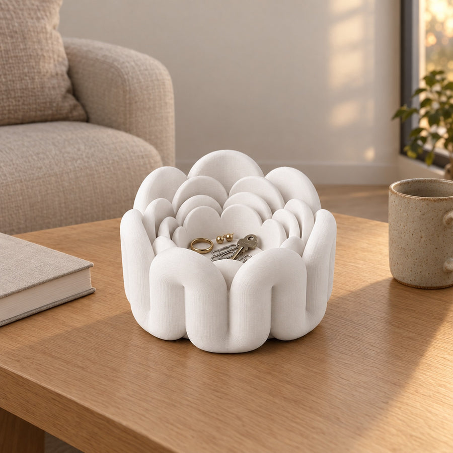 Corolla – Set aus vier ineinander gestellten Schalen mit Wellenrand aus dem 3D-Druck