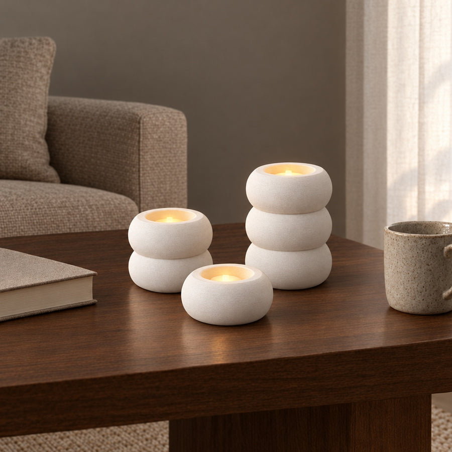 Modulo – Teelichthalter-Set 3-teilig für LED-Teelichter aus weichen Ringen