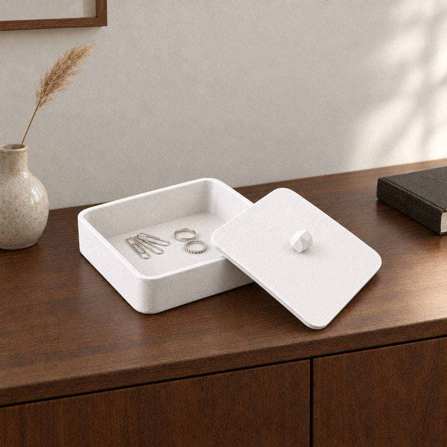 Vassoio – flache Aufbewahrungsbox mit Deckel und Griffknopf aus dem 3D-Druck