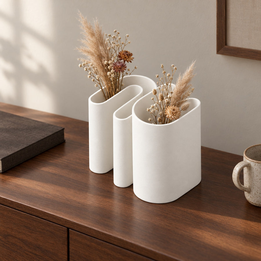 Giunto – Deko Vase 2-teilig für Trockenblumen mit Wellenwänden aus dem 3D-Druck