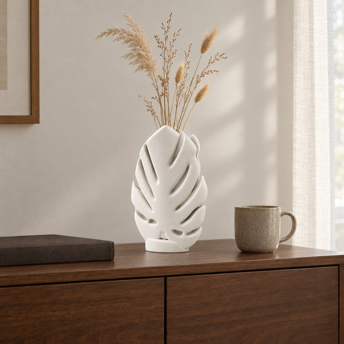 Foglia – Deko Vase für Trockenblumen in Monstera-Blattform aus dem 3D-Druck