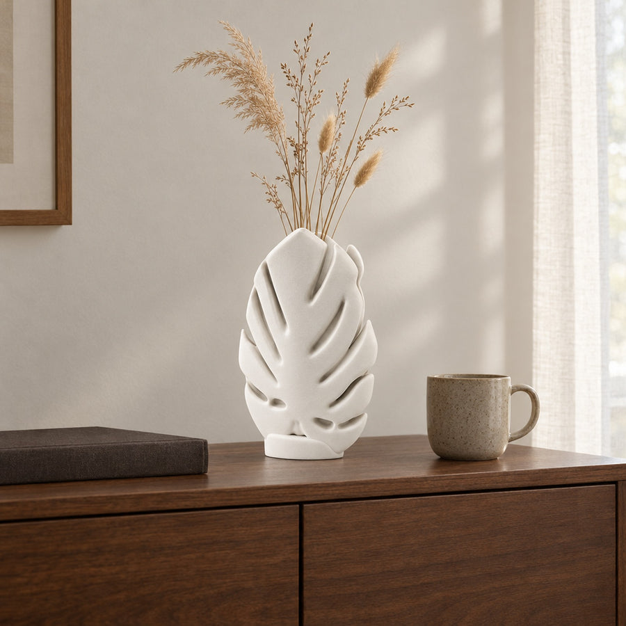 Foglia – Deko Vase für Trockenblumen in Monstera-Blattform aus dem 3D-Druck