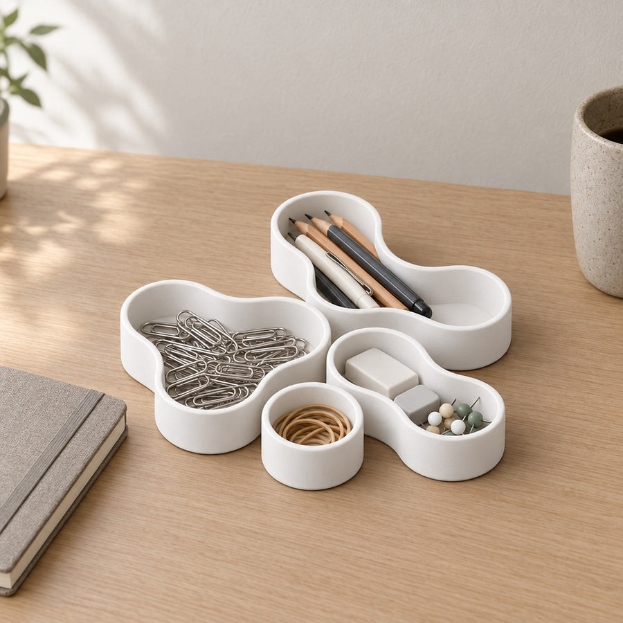 Arcipelago – vierteiliges Organizer-Set mit organischen Formen aus dem 3D-Druck