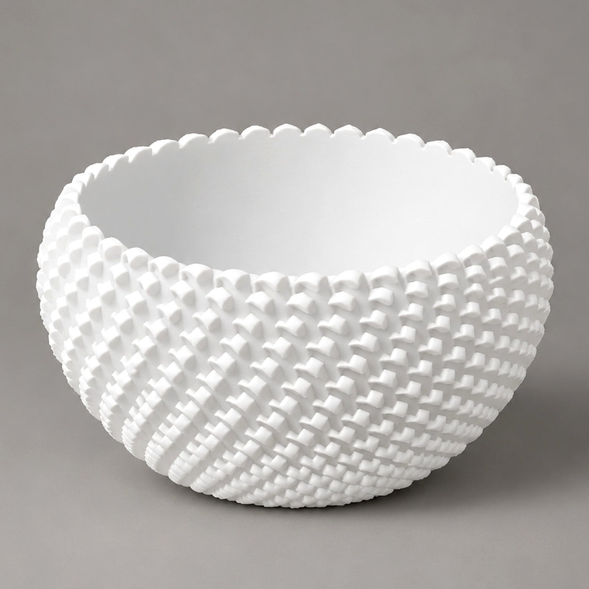 Granello – Übertopf mit Rautennoppen in Spiralreihen aus dem 3D-Druck