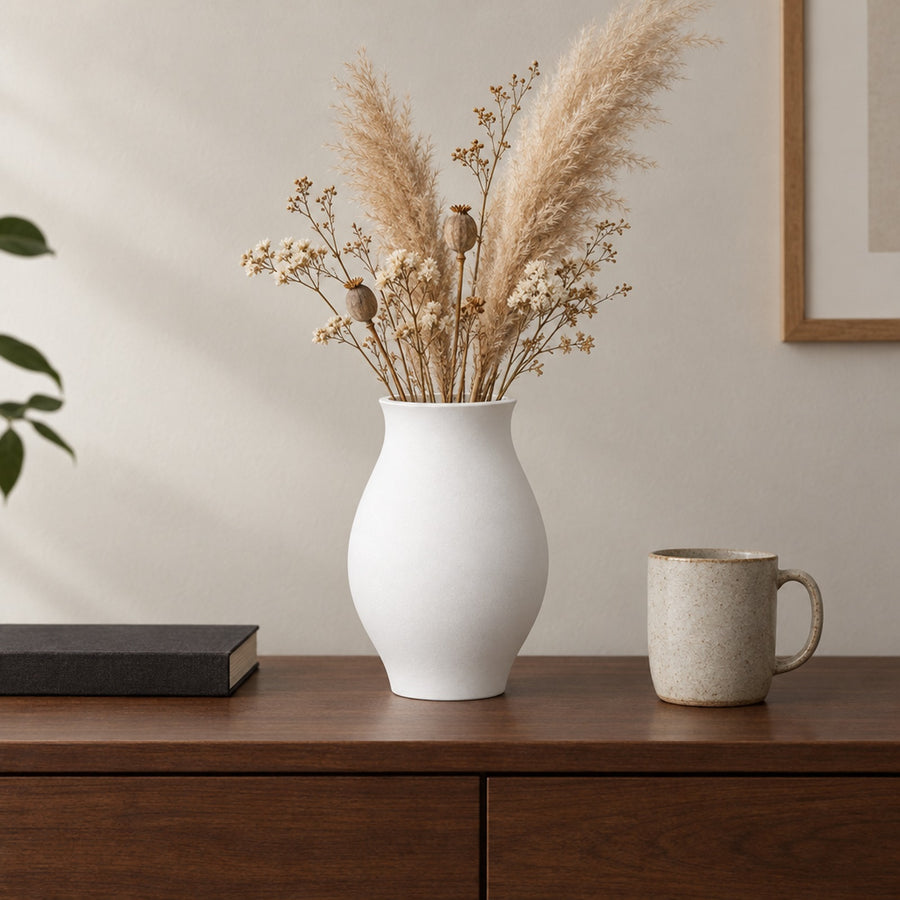 Nera – glatte bauchige Vase mit schmalem Fuß aus dem 3D-Druck
