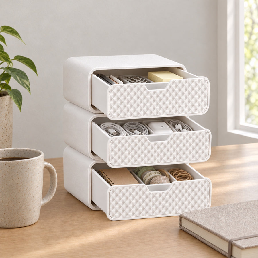 Cassettiera – Stapelbarer Schubladen-Organizer mit Relieffronten aus dem 3D-Druck