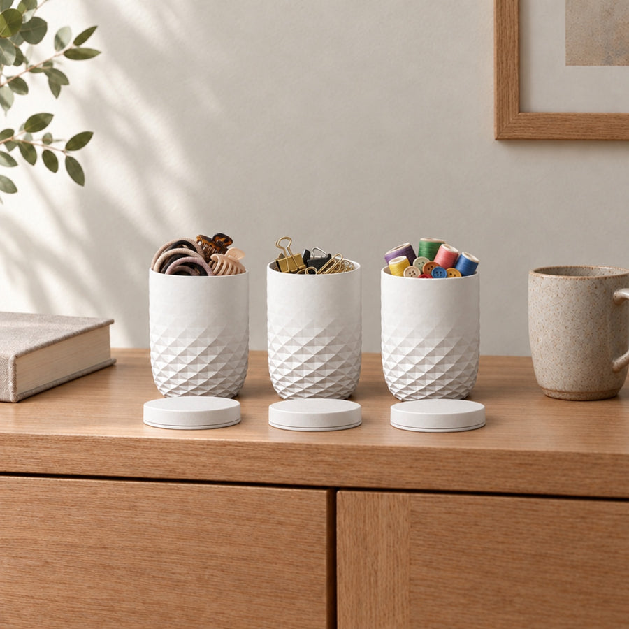 Sfumata – Dosen-Set mit auslaufendem Facettenmuster aus dem 3D-Druck