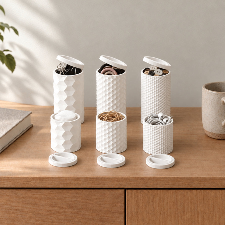 Esagono – Dosen-Set aus sechs Dosen mit Sechseckmuster aus dem 3D-Druck