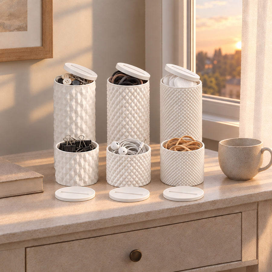 Diamante – Dosen-Set aus sechs Dosen mit Pyramidenrelief aus dem 3D-Druck