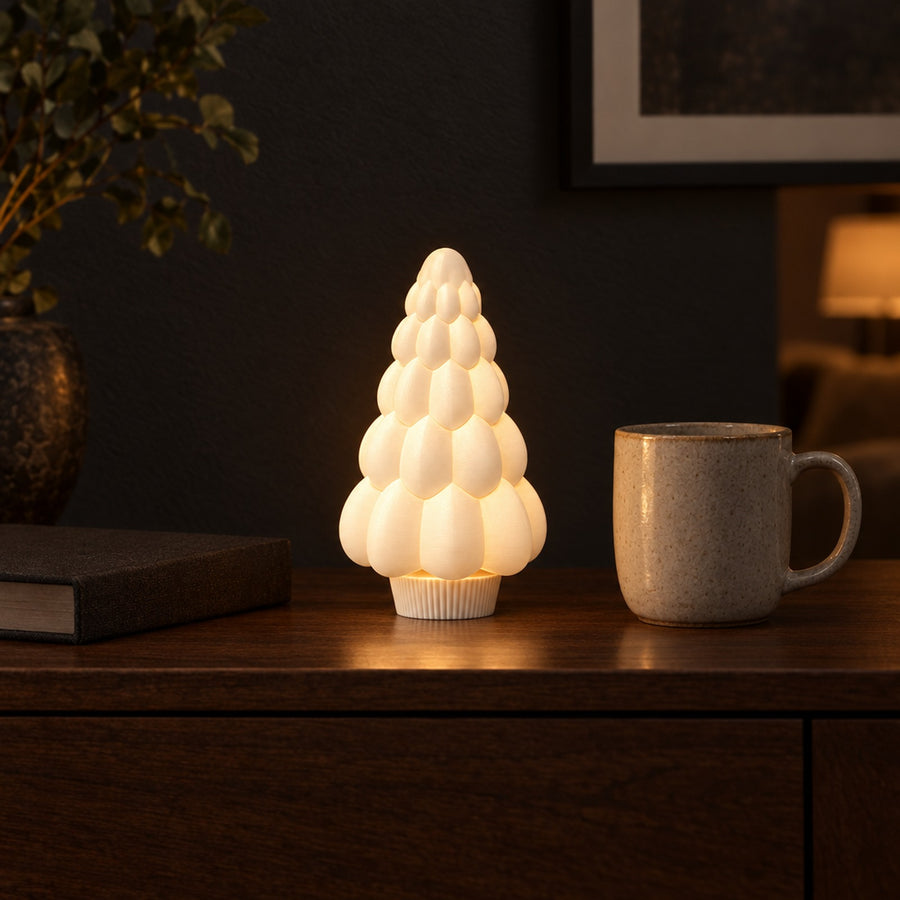 Ginepro – Weihnachtsbaum aus gerundeten Etagen für LED-Teelichter aus dem 3D-Druck