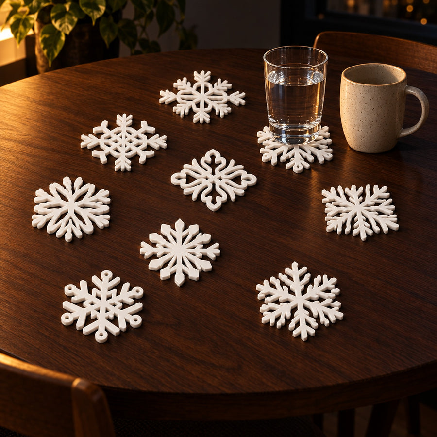 Gelo – Set aus zehn Schneeflocken-Untersetzern aus dem 3D-Druck