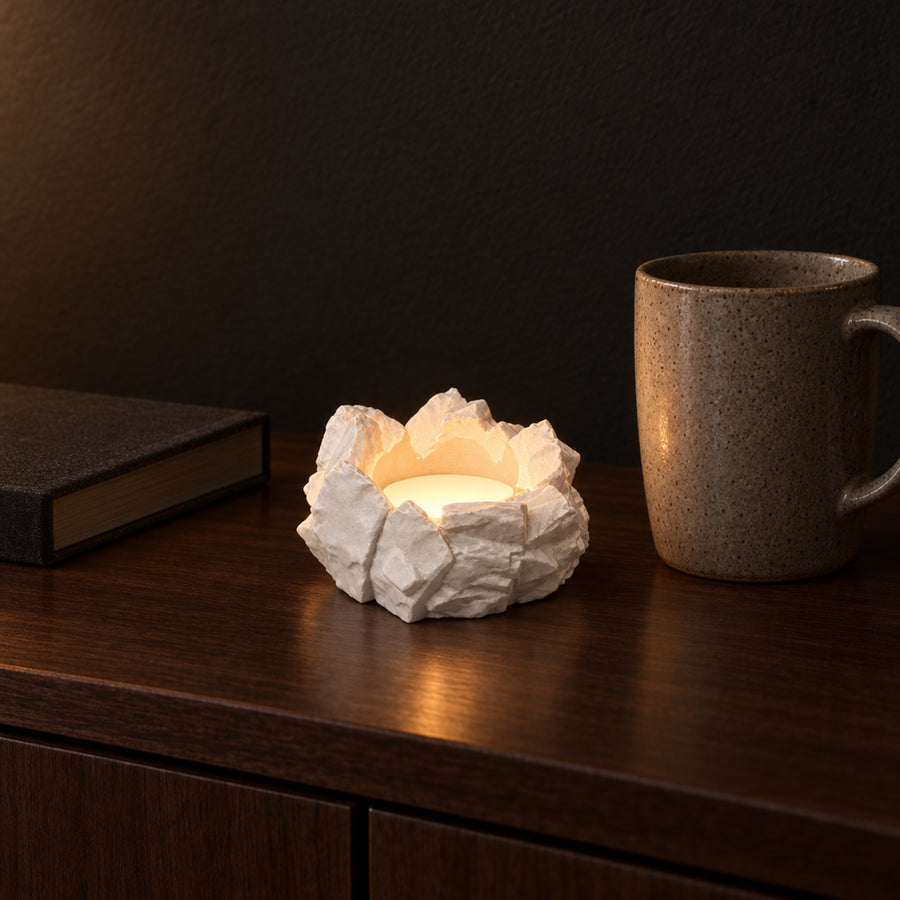 Sasso – Teelichthalter im Felslook aus dem 3D-Druck
