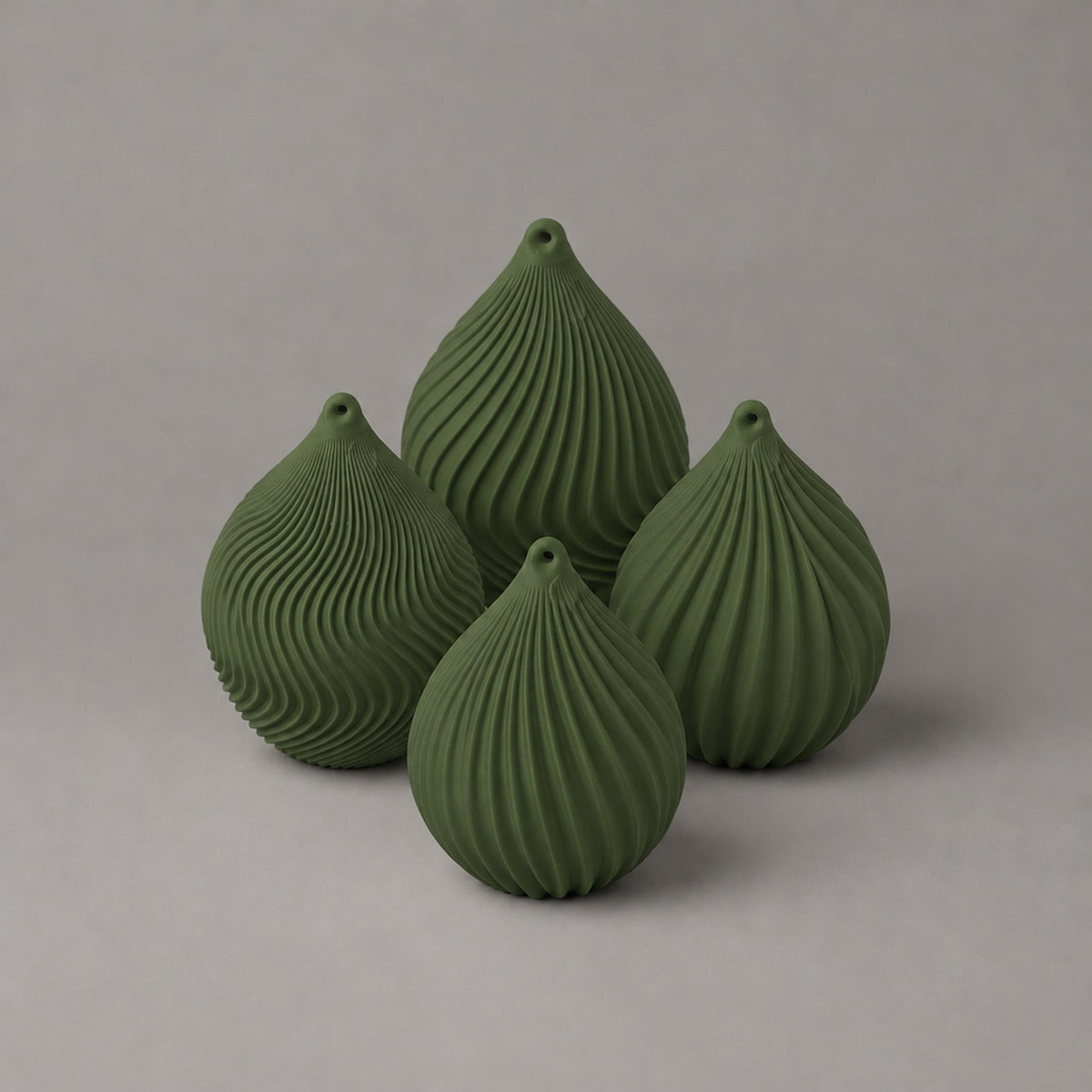 Stilla – Set aus vier Tropfen-Anhängern mit Rippenmuster aus dem 3D-Druck