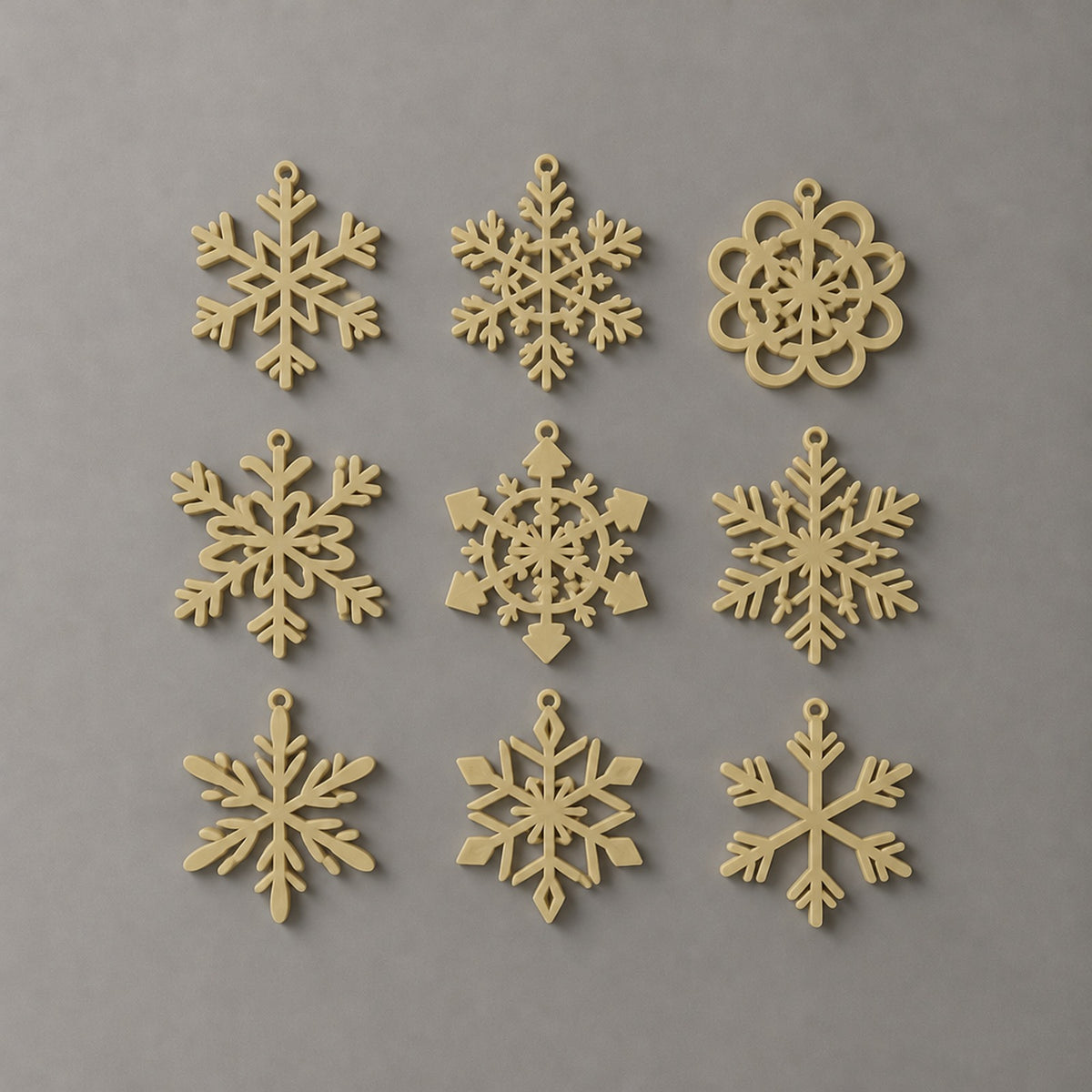 Nevicata – Set aus 33 verschiedenen Schneeflocken zum Aufhängen aus dem 3D-Druck
