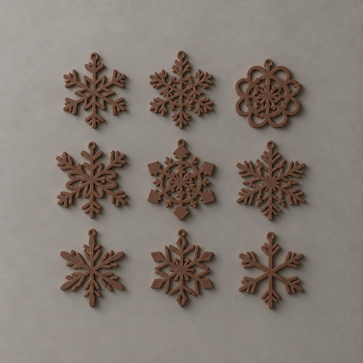 Nevicata – Set aus 33 verschiedenen Schneeflocken zum Aufhängen aus dem 3D-Druck