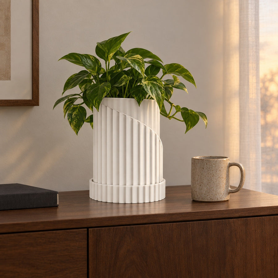 Spicchi – Pflanztopf 3-teilig mit gerillter Wand aus dem 3D-Druck
