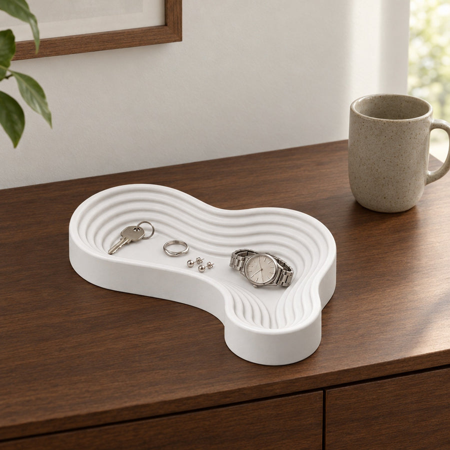 Laguna – Ablageschale in geschwungener Form mit Wellenrillen aus dem 3D-Druck