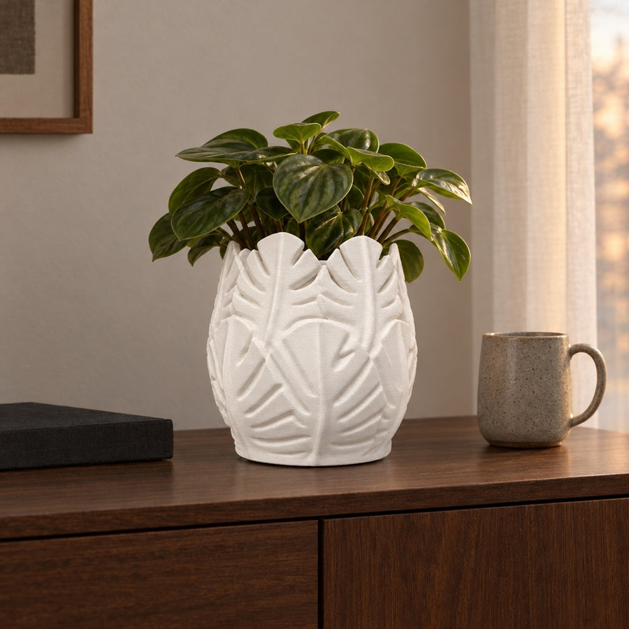 Fronda – Übertopf mit Monstera-Blättern aus dem 3D-Druck