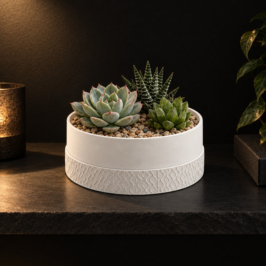 Bacino – Pflanztopf flach mit Untersetzer aus dem 3D-Druck