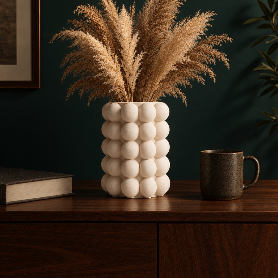 Perla – Deko-Vase mit Blasenstruktur für Trockenblumen aus dem 3D-Druck